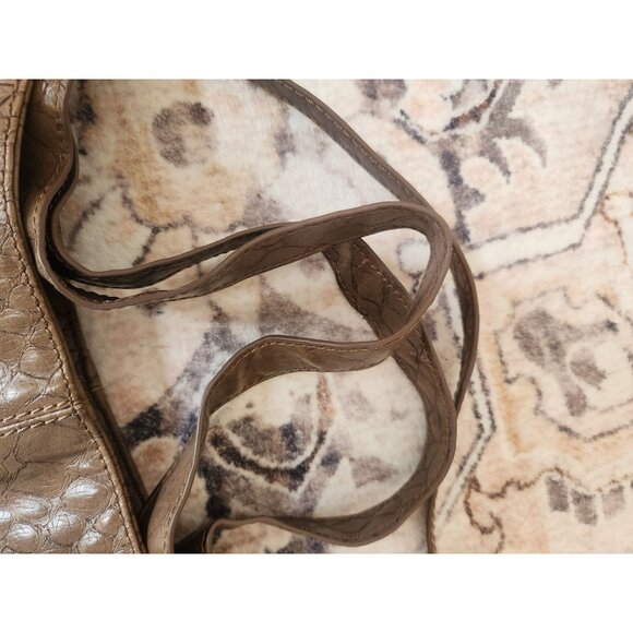 Jessica Simpson Large Leather Brown Embossed Shoulder Tote Bag NWOT - Picture 6 of 8